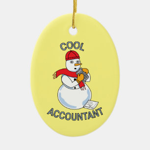 Cool Accountant Snowman Ceramic Ornament