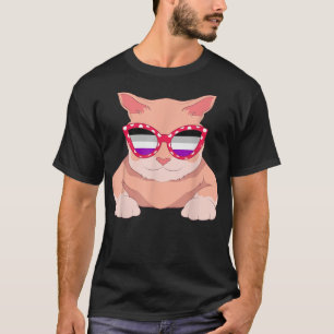 Cool Ace Pride Sunglasses Aseual Flag Cat LGBT Ase T-Shirt