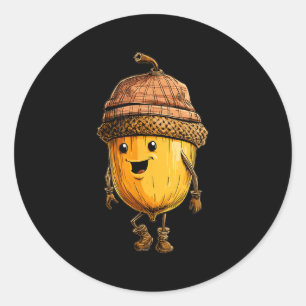 Cool Acorn With Hat For Oak Trees And Chestnuts Lo Classic Round Sticker