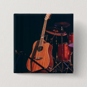 Cool Acoustic Guitar 2 Inch Square Button