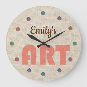 Cool Add Name Art Artistic Large Clock