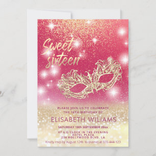 Cool Adorable Masquerade charming  glittery ombre  Invitation