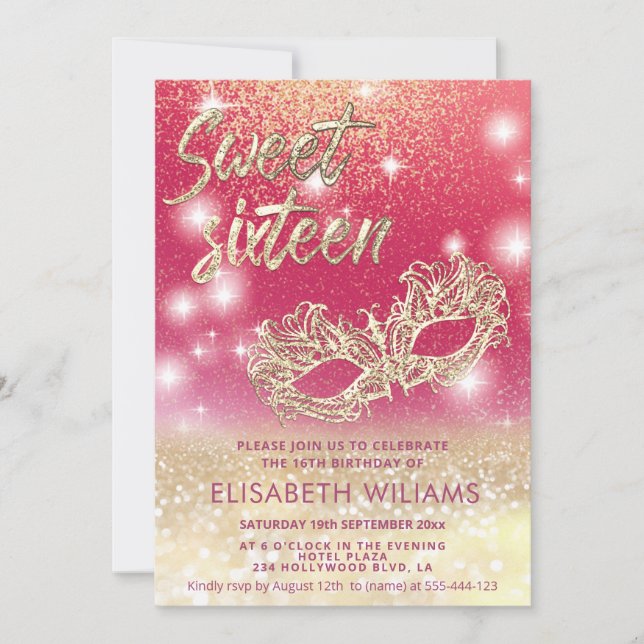 Cool Adorable Masquerade charming  glittery ombre  Invitation (Front)