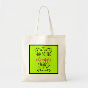 Cool Adventure Saying With Curly Typography. Tote Bag