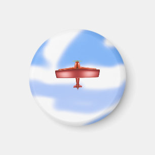 Cool Adventurous Flying Red Biplane Uproar Magnet