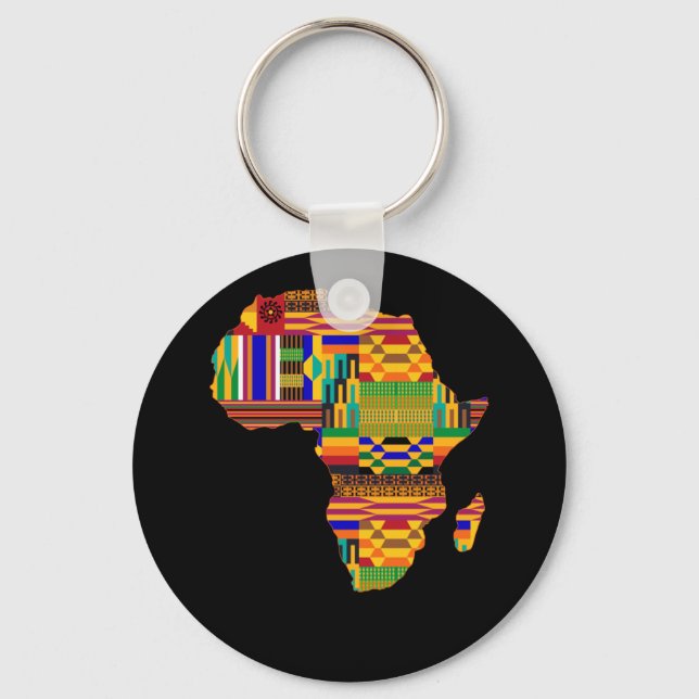 Cool Africa Map Kente Cloth For Wo African Lover Keychain (Front)