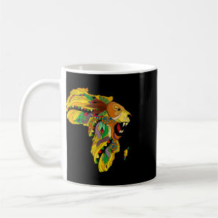 Cool Africa Map Lion Tril African King Black Histo Coffee Mug