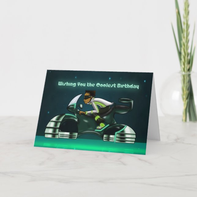Cool African American Boy Birthday Card (Front)