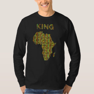 Cool African King  Kente Africa Map Ghanaian Herit T-Shirt