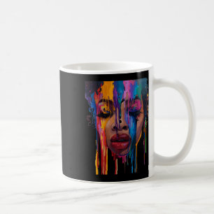 Cool African Woman Afro Color Painted Face Junetee Coffee Mug