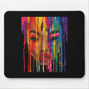 Cool African Woman Afro Color Painted Face Junetee Mouse Pad