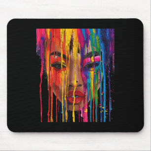 Cool African Woman Afro Colour Painted Face Junete Mouse Pad