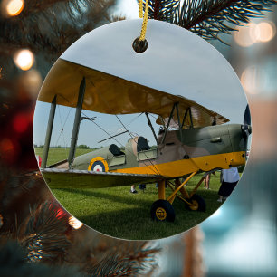 Cool Airplane Photo,Merry Christmas,Personalize Ceramic Ornament