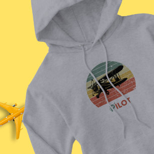 Cool Airplane & sunset, Vintage Retro style Simple Hoodie