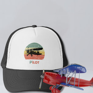 Cool Airplane & sunset, Vintage Retro style Simple Trucker Hat