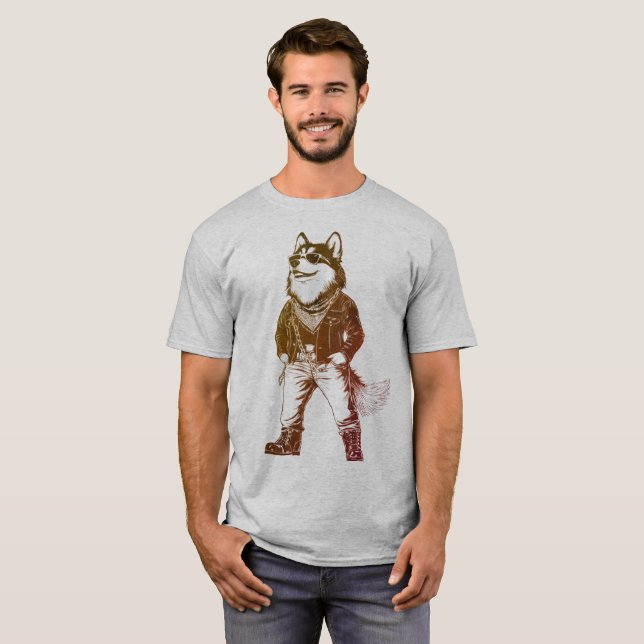Cool Alaskan Malamute Rapper with sunglasses T-Shirt (Front Full)