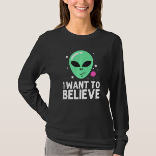Cool Alien Art For Men Women Green Head Galaxy Out T-Shirt