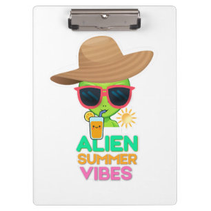 Cool Alien Summer Vacation Vibes Clipboard