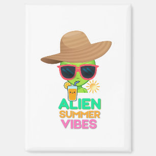 Cool Alien Summer Vacation Vibes Magnet
