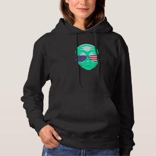 Cool Alien Wearing Usa Flag Sunglasses Us America Hoodie