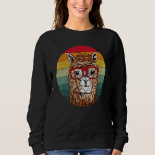 Cool Alpaca Eyeglasses Retro Geek Vintage Student Sweatshirt