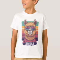Cool Alpaca in Sunglasses: Retro Sunset Vibes