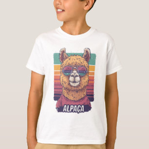 Cool Alpaca in Sunglasses: Retro Sunset Vibes T-Shirt