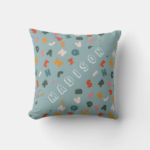 cool alphabet soup monogram throw pillow