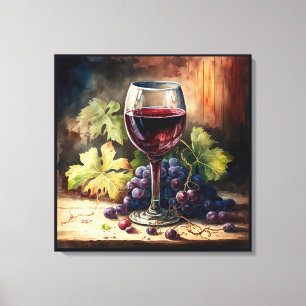 cool Amateurs de vin rustique Toile Imprimer