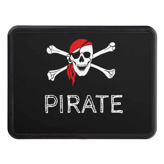 Cool Amazing Awesome Black Pirate    Trailer Hitch Cover (Front)