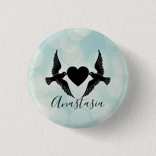 Cool, Amazing, Blue Birds whit heart 1 Inch Round Button