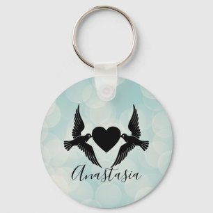 Cool, Amazing, Blue Birds whit heart Keychain