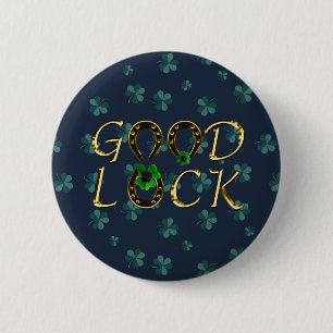 Cool, Amazing Blue Clover, Good 2 Inch Round Button