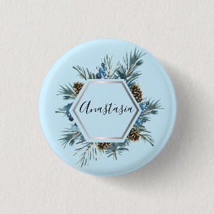 Cool, Amazing, Blue Flowers whit your name 1 Inch Round Button