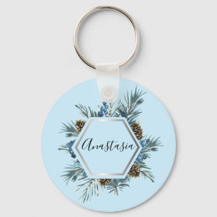 Cool, Amazing, Blue Flowers whit your name Keychain