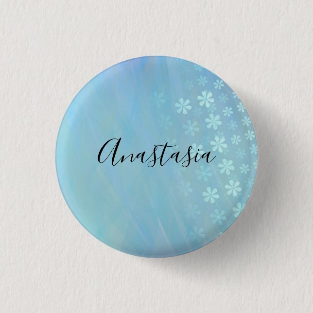 Cool, Amazing, Blue whit your name 1 Inch Round Button (Front)