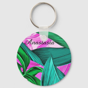 Cool, Amazing, fluorescent tropical palm Keychain
