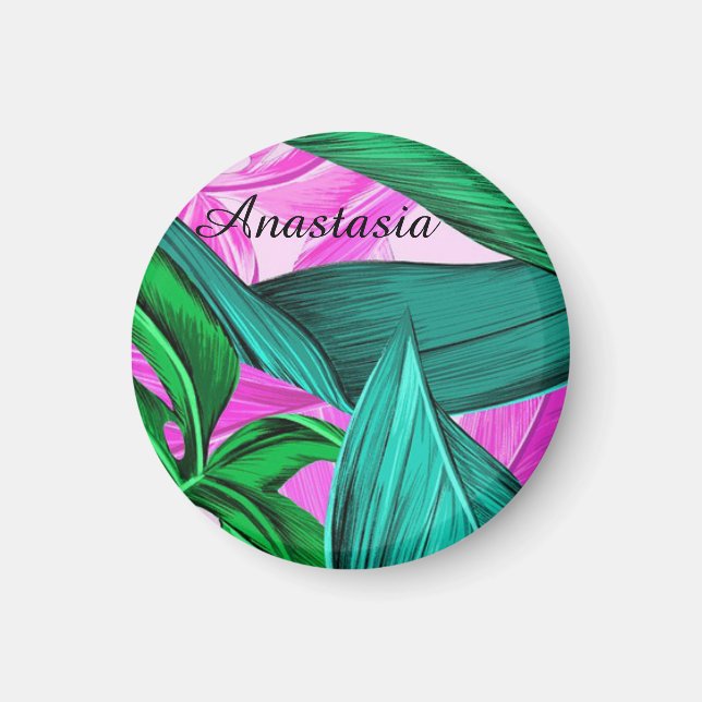 Cool, Amazing, fluorescent tropical palm Magnet (Front)