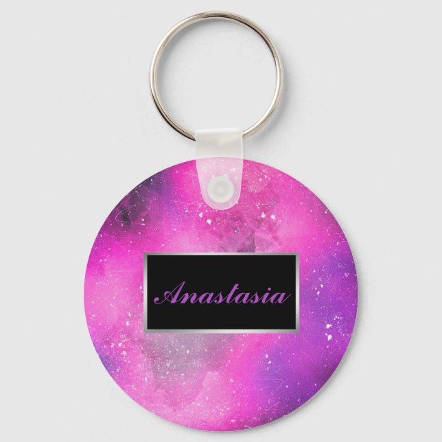 Cool, Amazing, Galaxy whit your name Keychain (Front)