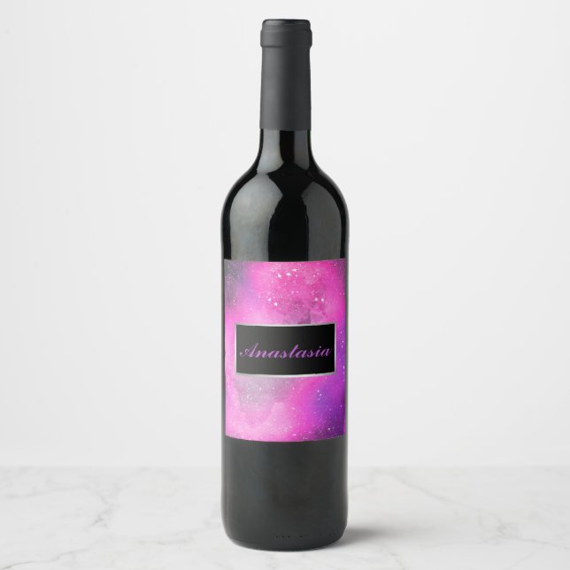 Cool, Amazing, Galaxy whit your name Wine Label (Front)