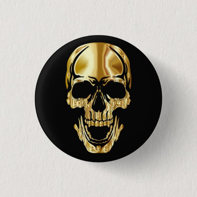 Cool Amazing Great Black Gold Skull     1 Inch Round Button (Front)