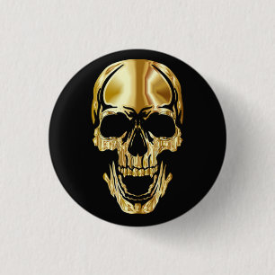 Cool Amazing Great Black Gold Skull     1 Inch Round Button