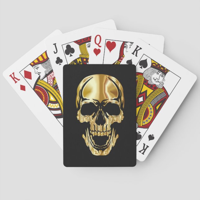 Cool Amazing Great Black Gold Skull     Playing Cards (Back)