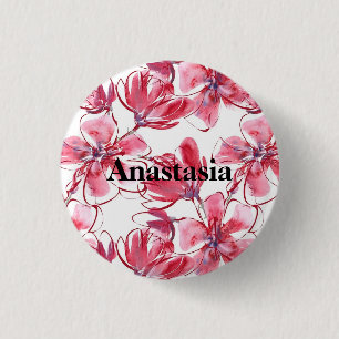 Cool, Amazing Pink Flowers Beverage 1 Inch Round Button