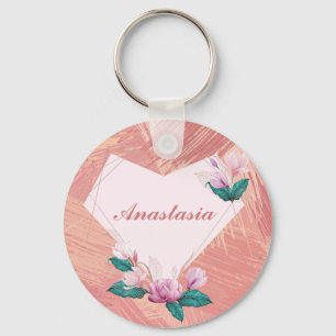 Cool, Amazing, Pink Heart whit name Keychain