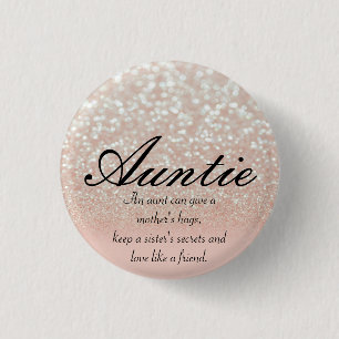 Cool, Amazing, Pink Sparkly Auntie  1 Inch Round Button
