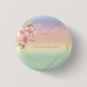 Cool, Amazing, Rainbow Heart whit your name 1 Inch Round Button