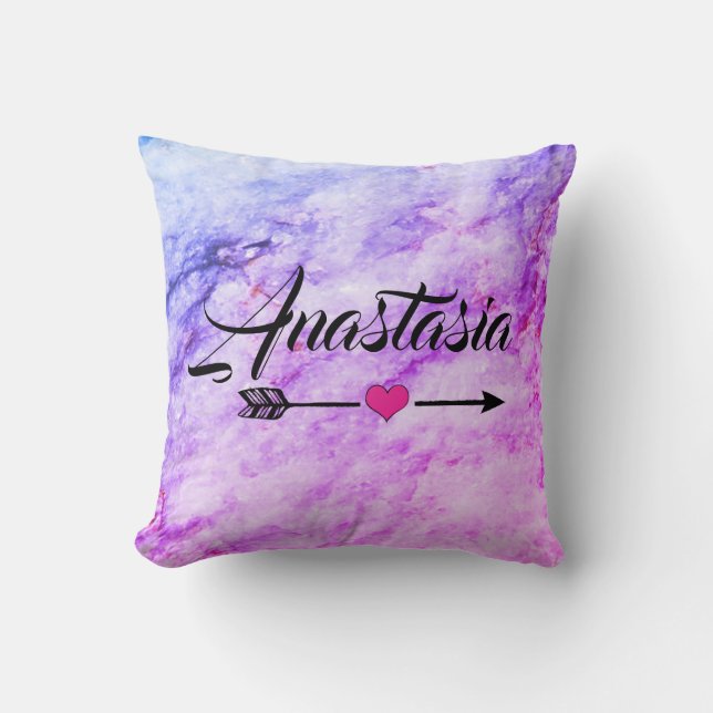 Cool, Amazing, Silver Marble whit your name Throw  Pillow (Front)