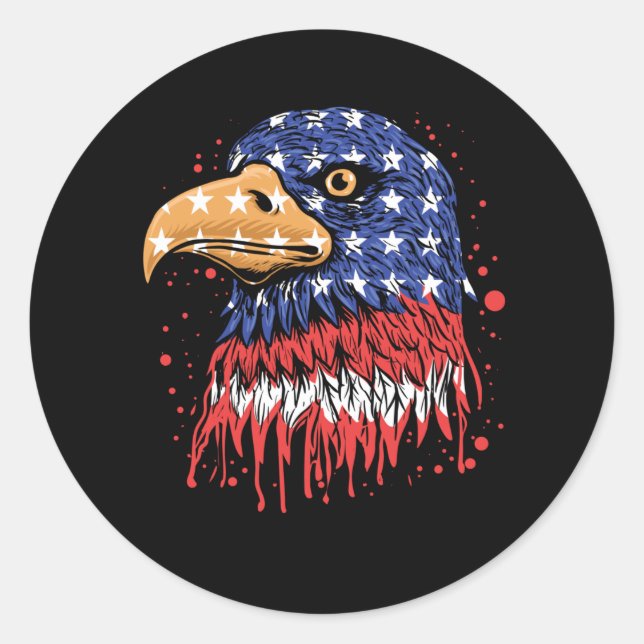 Cool American Flag Eagle Art - USA flag Classic Round Sticker (Front)