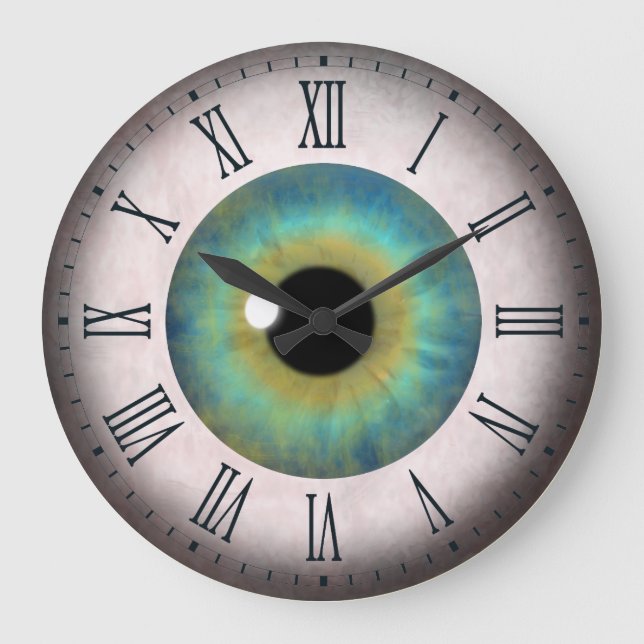 Cool Amusant Bleu Oeil Oeil Romain Grande Horloge  (Recto)